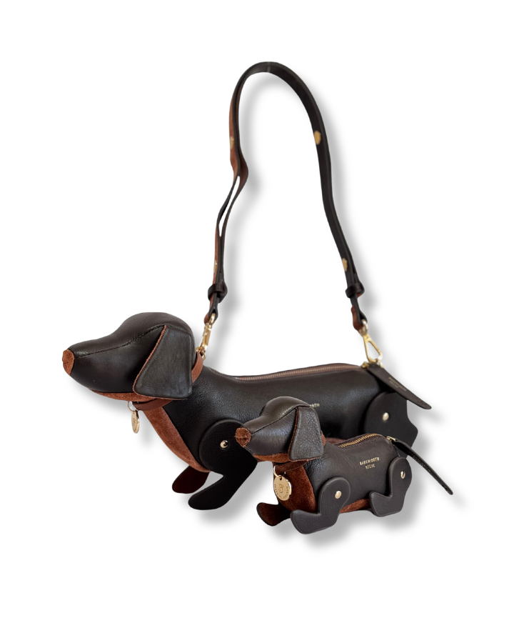 Hugo & Doogle; The Sausage Dog Bag & Purse Chocolate Grain Leather
