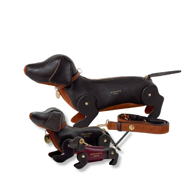 Complete Sausage Dog Gift Set in Chocolate Grain Leather