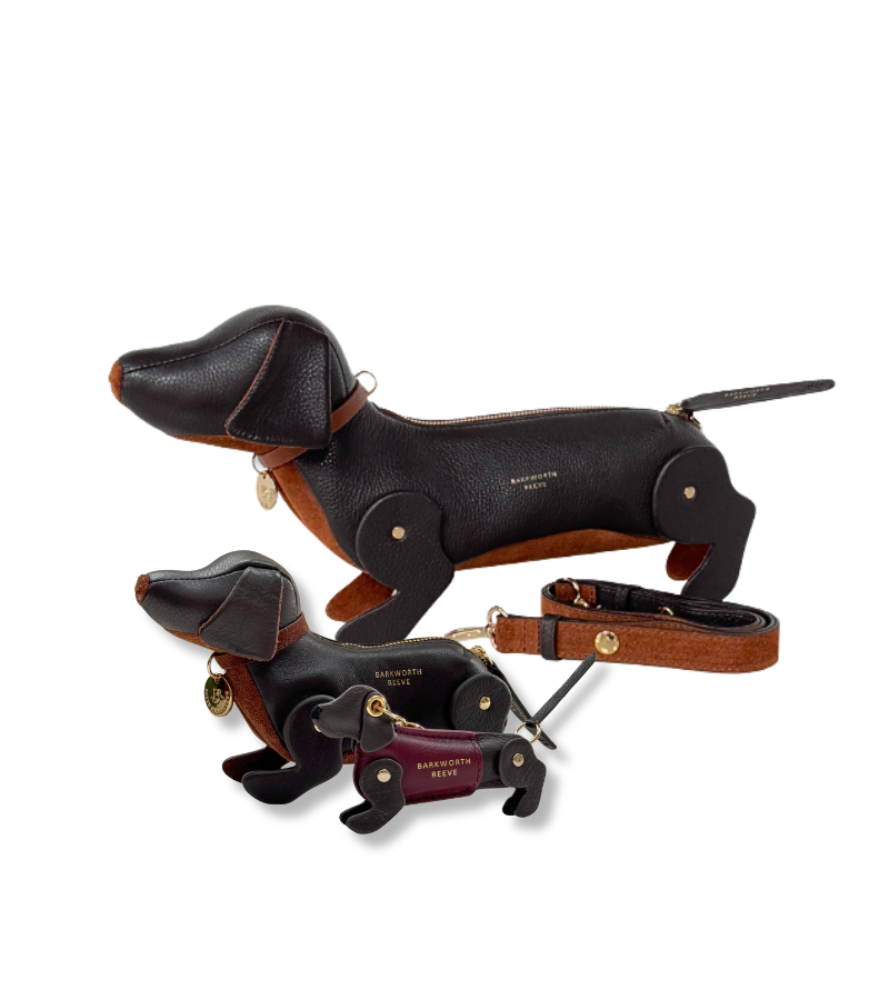 Complete Sausage Dog Gift Set in Chocolate Grain Leather