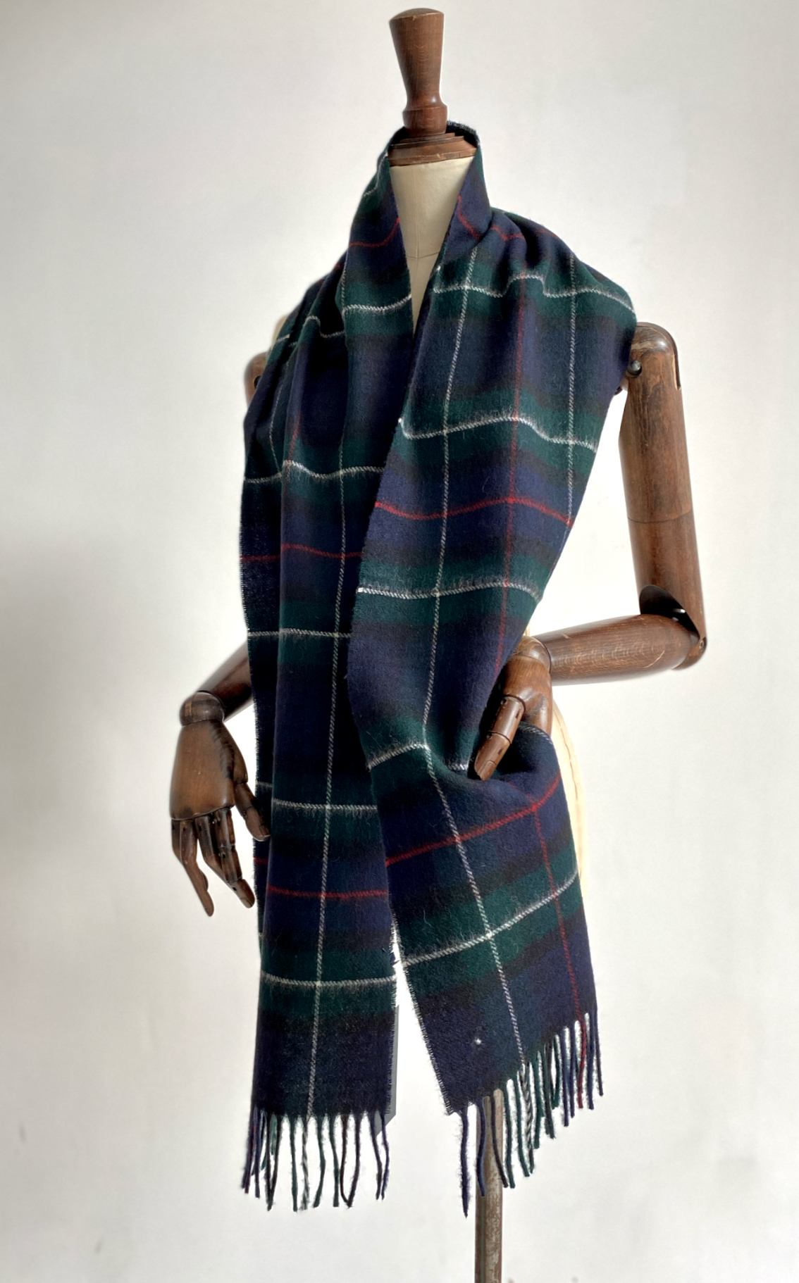 Merino Wool Scarf - Black Watch Navy Check