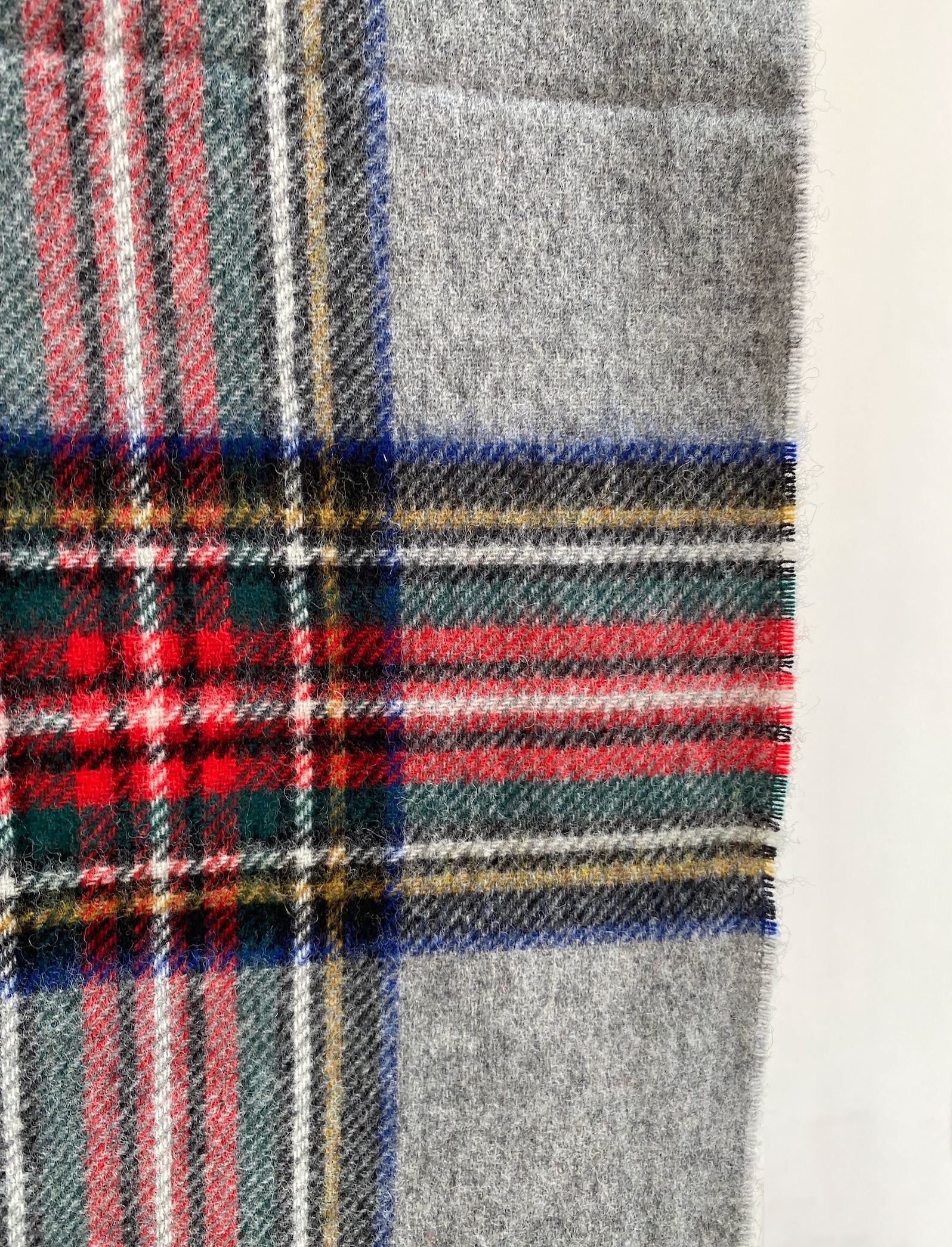 Merino Wool Scarf - Grey Marl Stewart Tartan