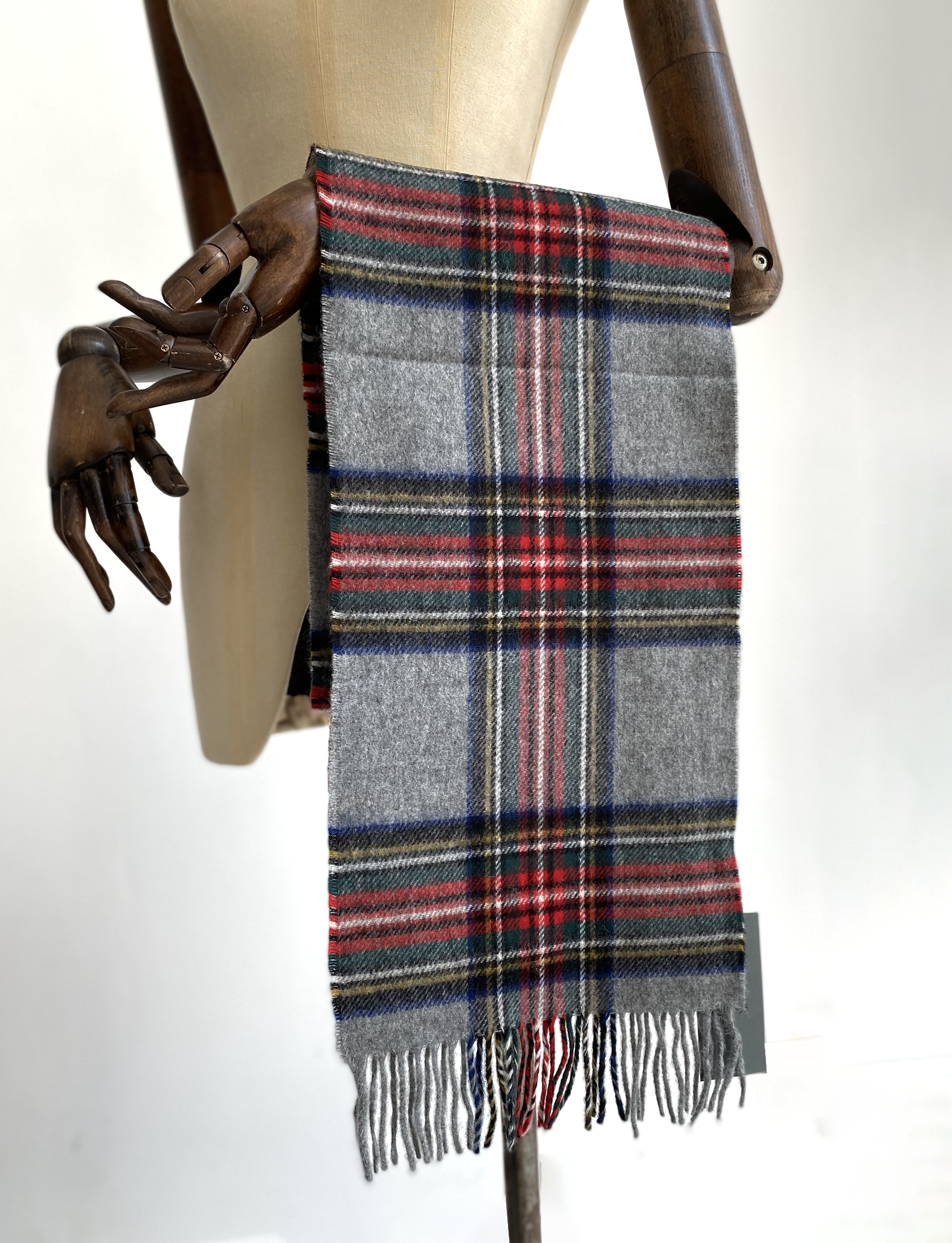 Merino Wool Scarf - Grey Marl Stewart Tartan