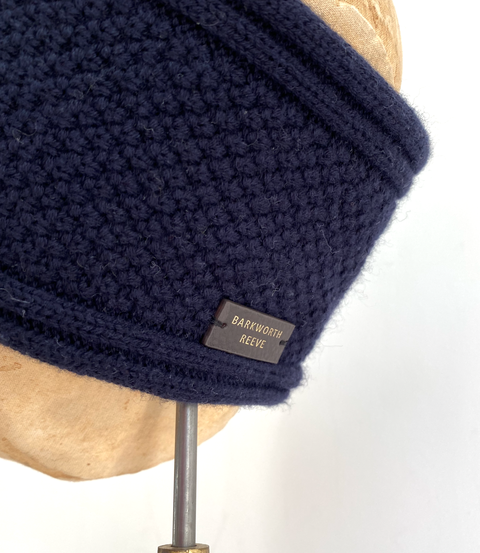 Knitted Navy Headband in Cashmere Mix Yarn