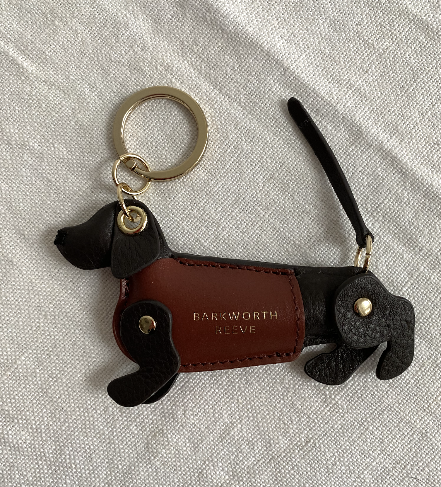 Sausage Dog Leather Keyring Chocolate