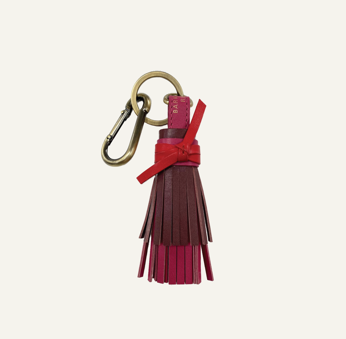 Tassel Keyring in Pink Leather with Red & Merlot