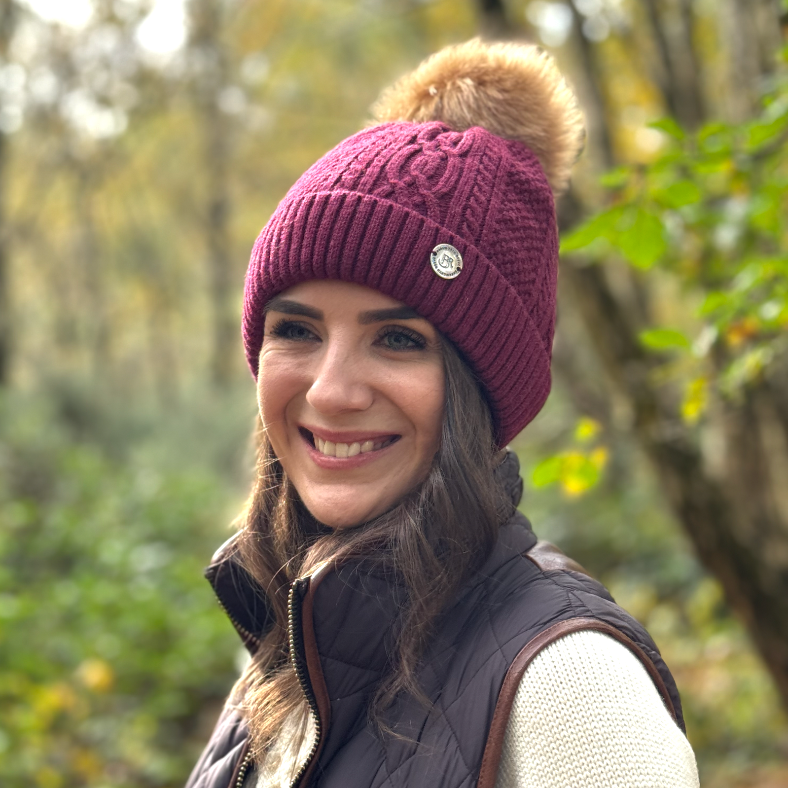 Cadeby Classic Fit Bobble Hat in Burgundy