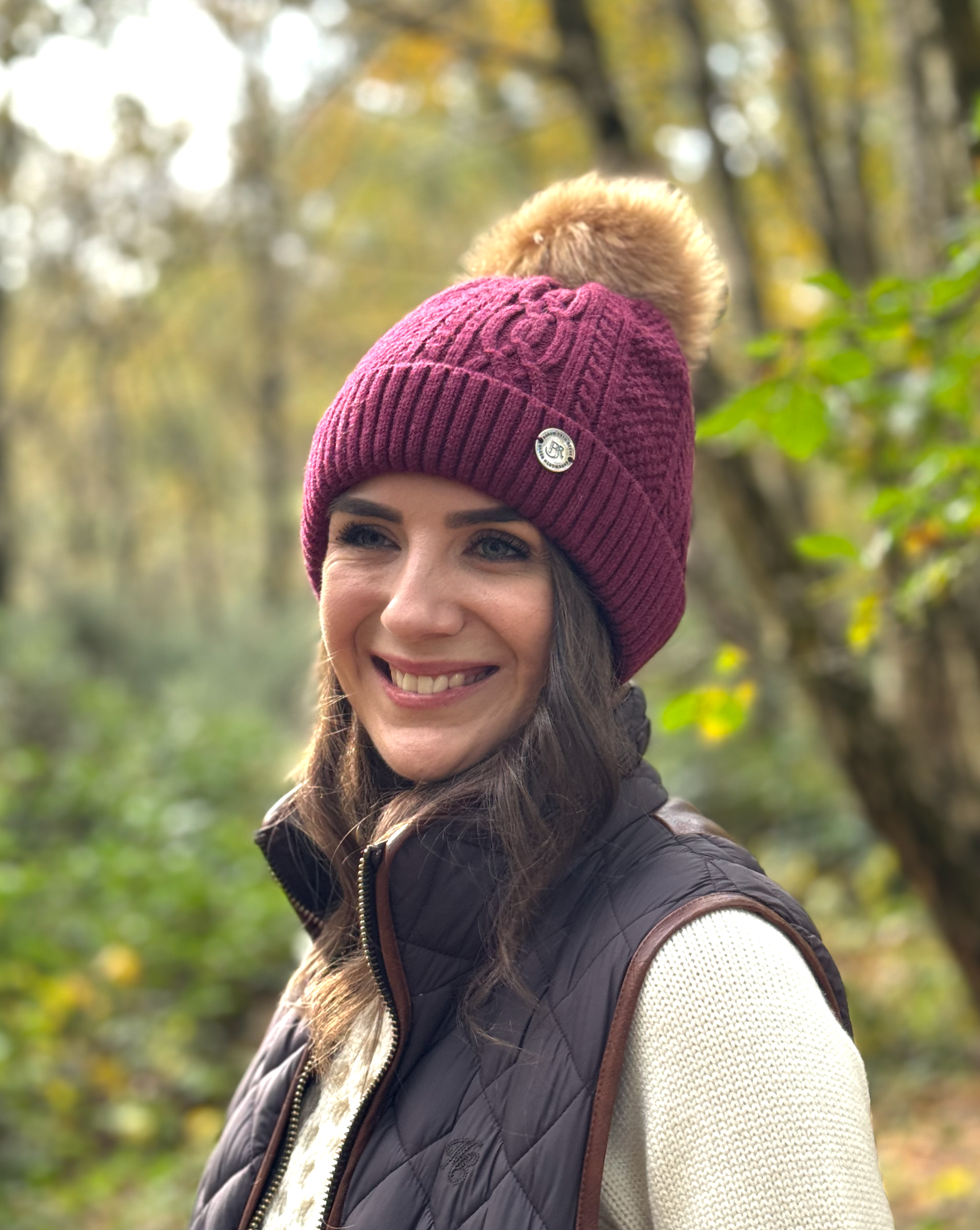 Cadeby Classic Fit Bobble Hat in Burgundy