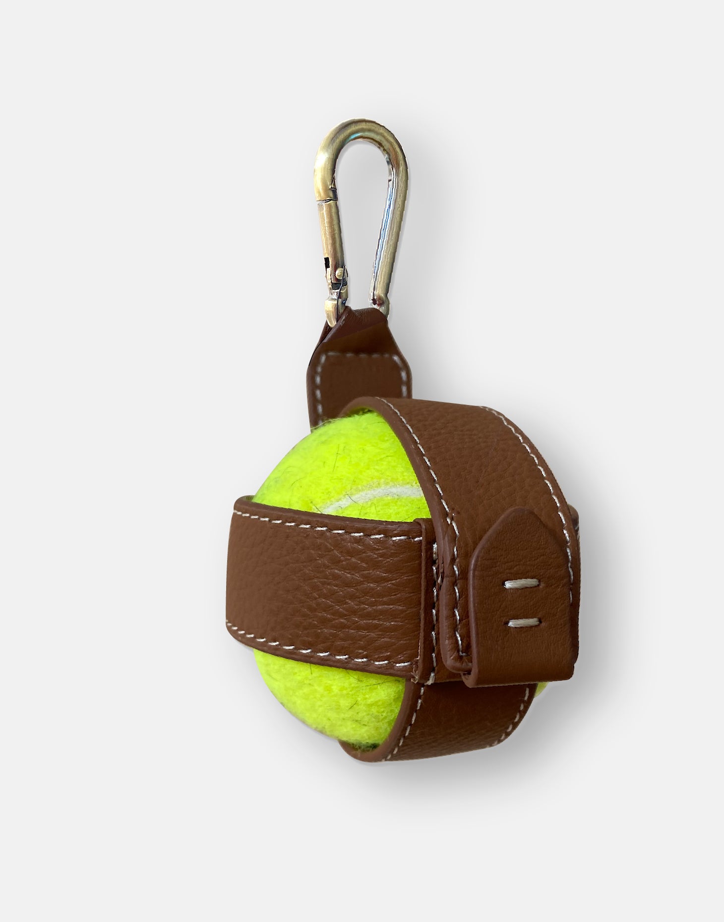 Dog Ball Holder in Tan Leather