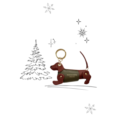 Sausage Dog Keyring in Conker Tan & Khaki Leather