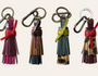 multi coloured leather tassel keyrings 