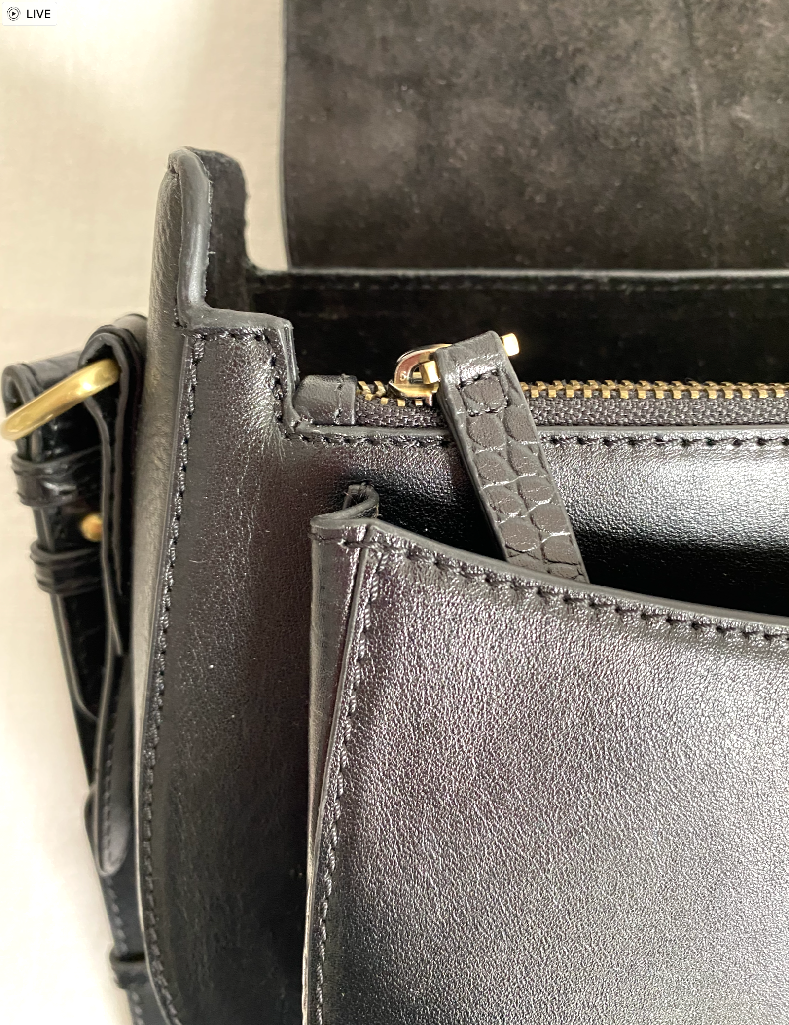 Belton Saddle Bag in Black Leather with Adjustable & Detachable Shoulder Strap