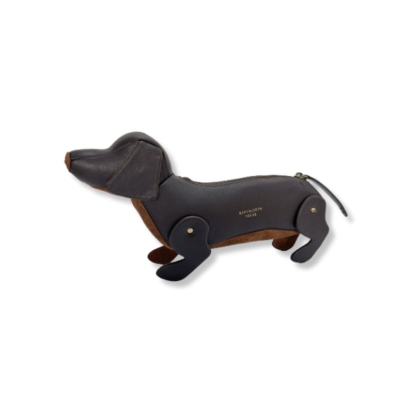 Sausage Dog Zipped Case in Chocolate Leather & Tan Suede