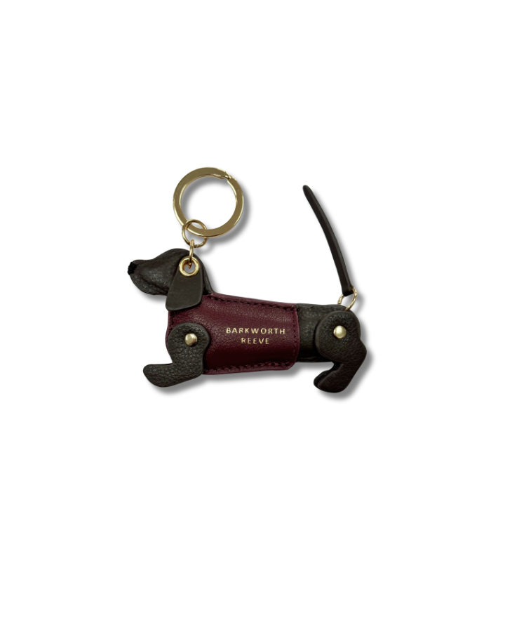 Bertie Sausage Dog Keyring in Chocolate & Deep Pink