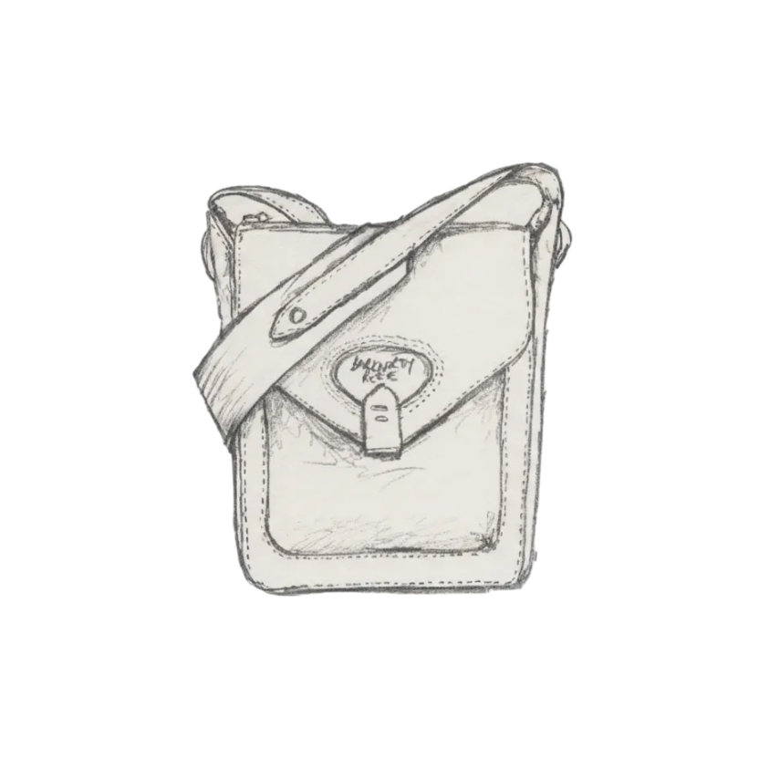 pencil sketch of a cross body bag