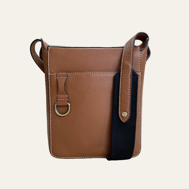 back of tan cross body bag