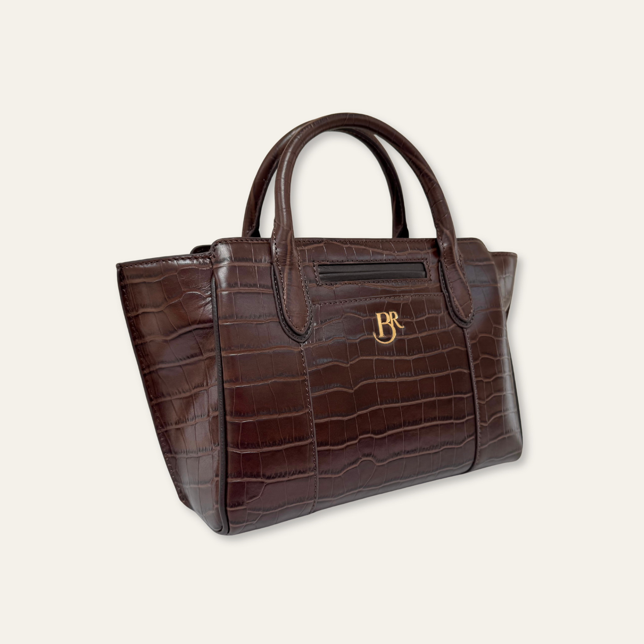 Middleton Leather Handheld Bag in Chocolate Croc with Detachable Shoulder Strap (Copy)