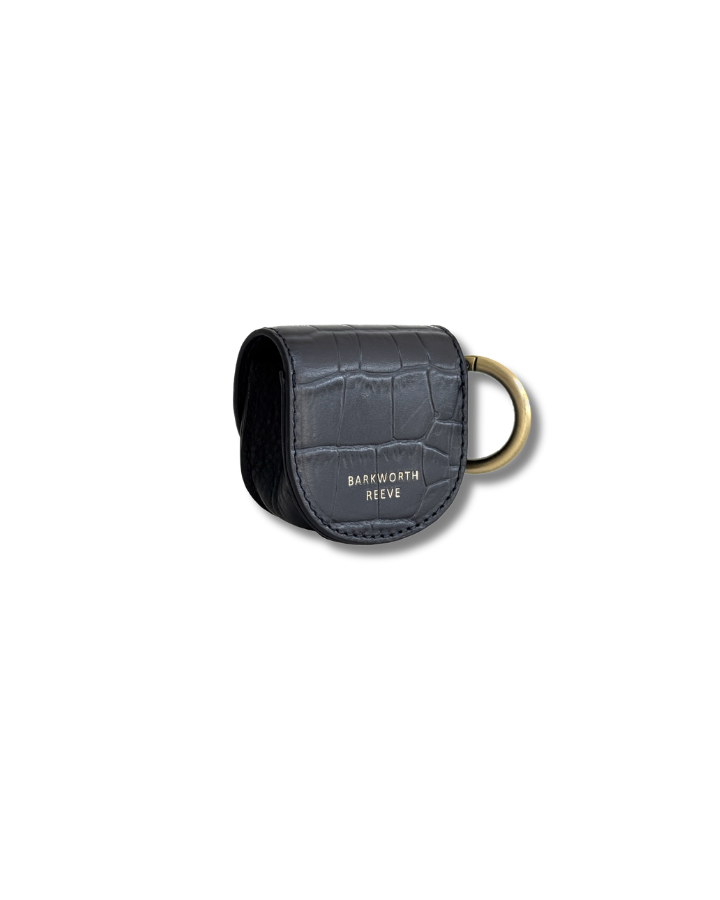 Muckton Mini Pouch in Navy Croc Embossed Leather