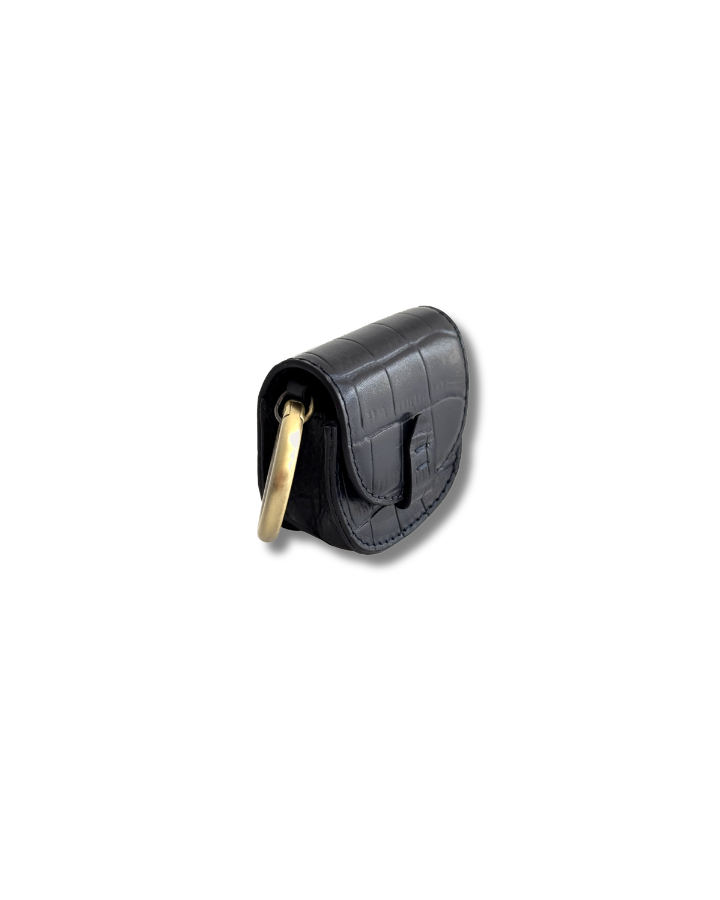 Muckton Mini Pouch in Navy Croc Embossed Leather