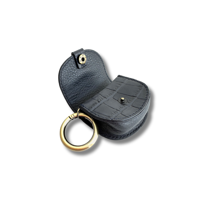 Muckton Mini Pouch in Navy Croc Embossed Leather