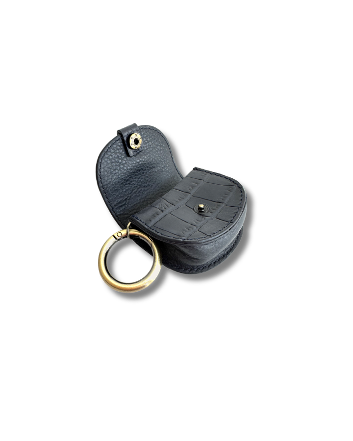 Muckton Mini Pouch in Navy Croc Embossed Leather