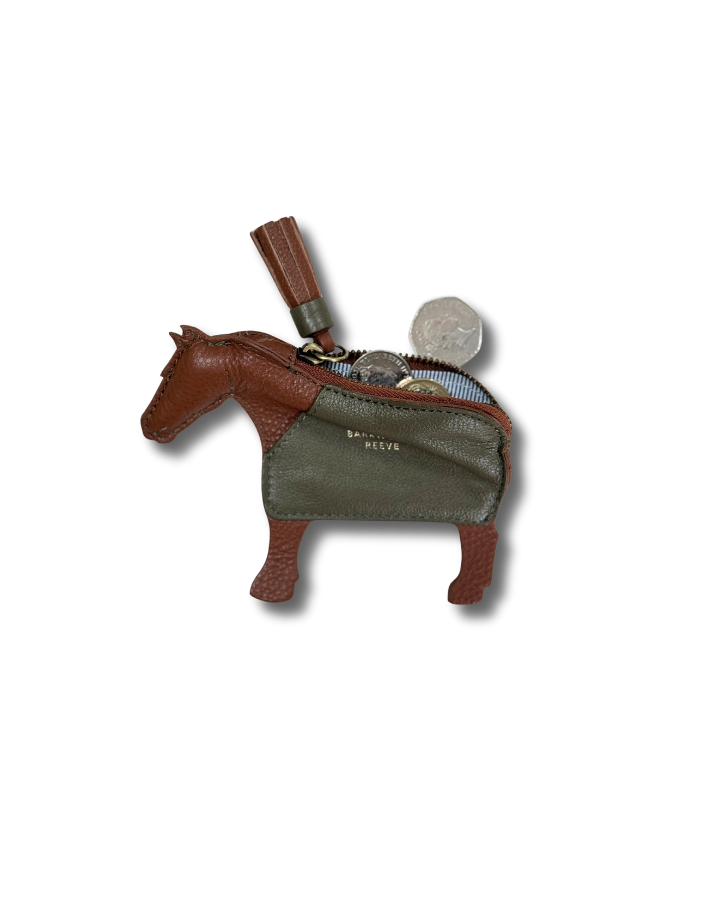 chestnut pony purse open with change coming out 