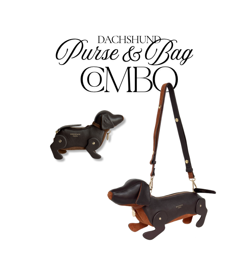 Sausage Dog Bag & Purse Gift Set in Chocolate Grain Leather