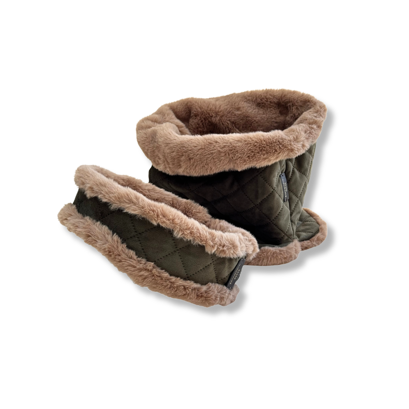Wilding Velvet & Faux Fur Set | Snood & Headband in Olive & Fawn