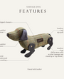 tweed sausage dog pencil case with features annotations 