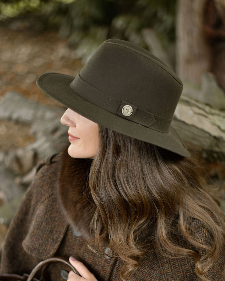 Thimbley Waxed Fedora in Olive