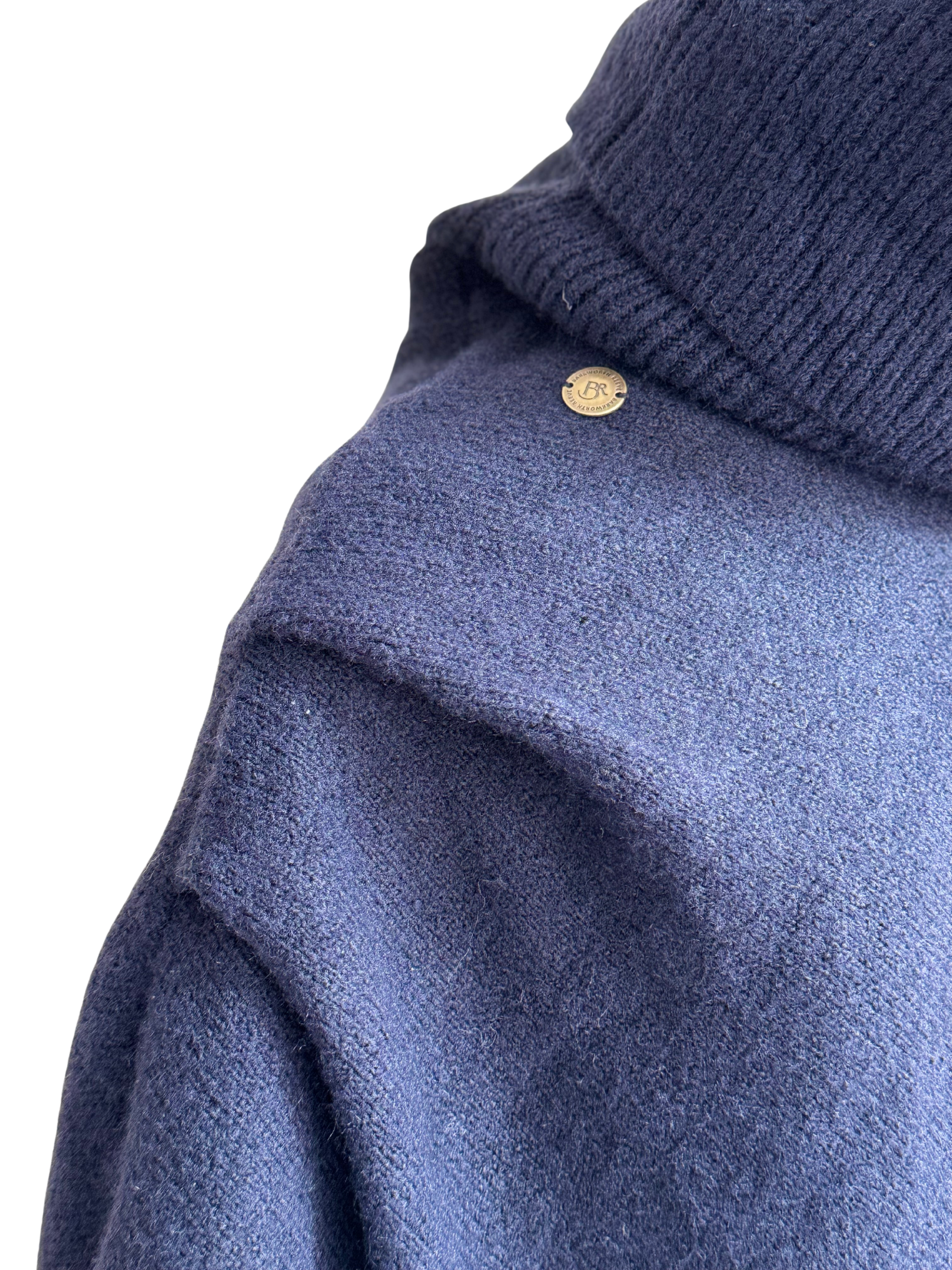 Knitted Roll Neck Poncho - Navy Marl